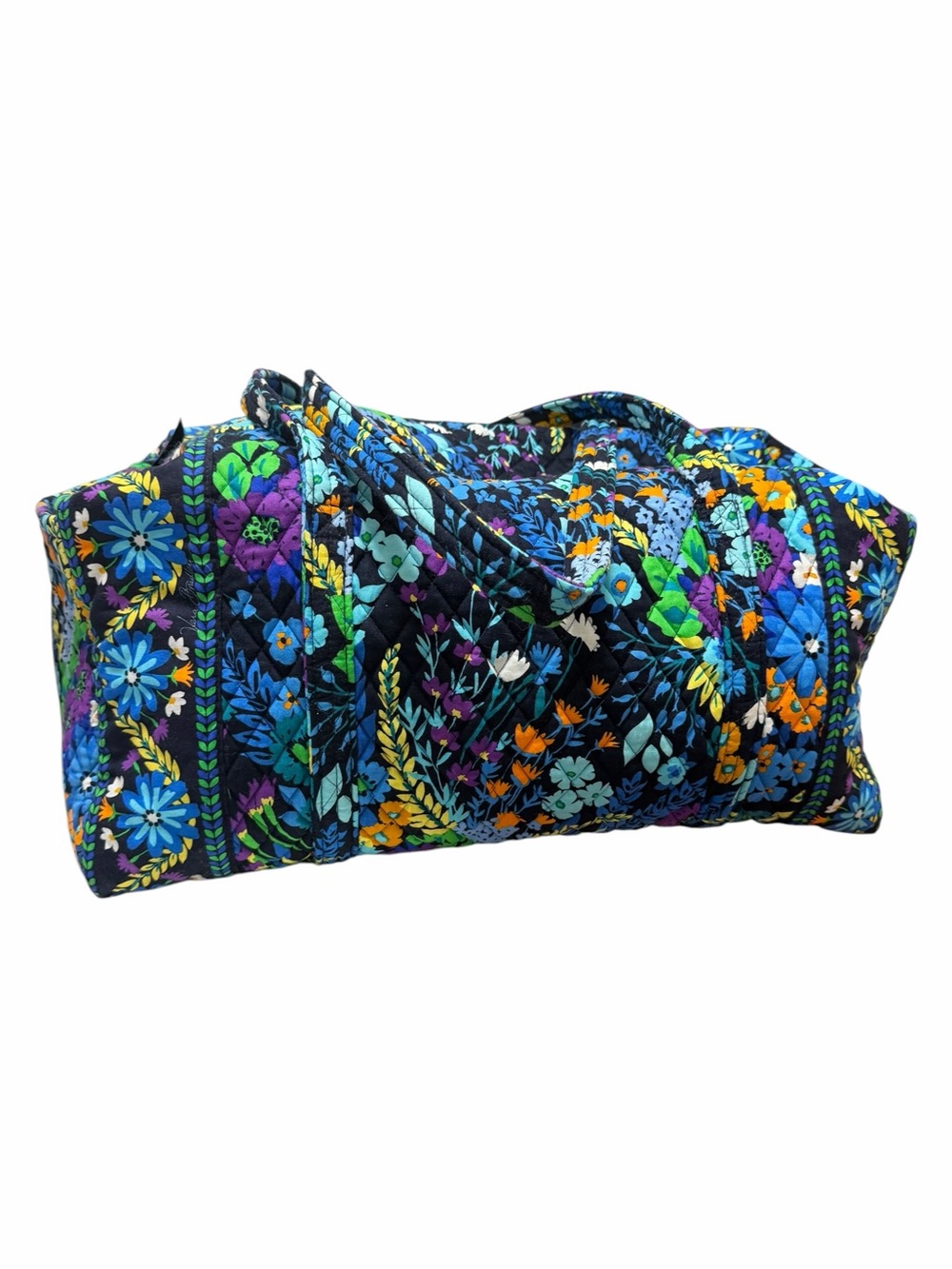 Vera Bradley Blue/Multi Floral Cotton Quilted Duffle Bag